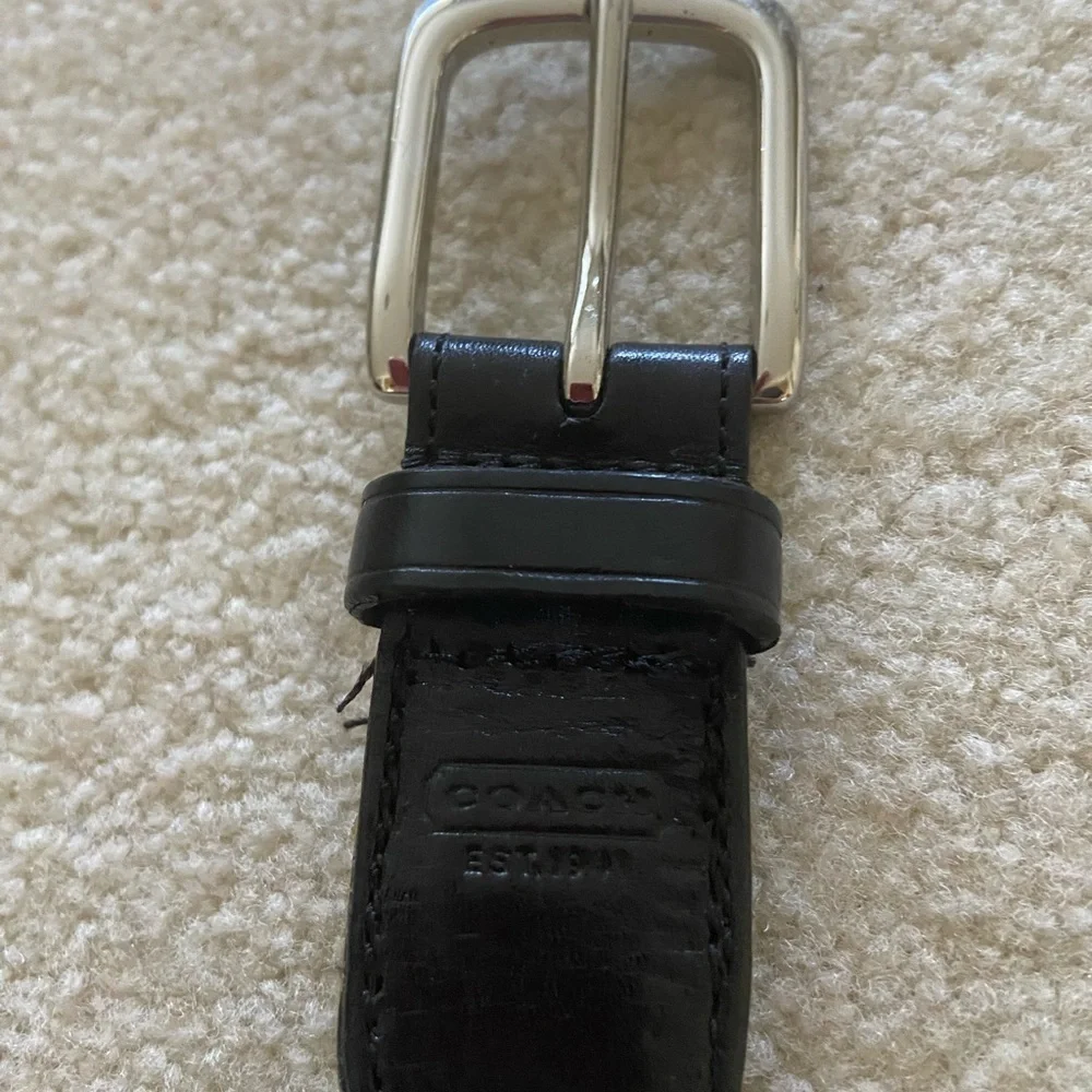 Coach black leather unisex belt size 38 , see measurements